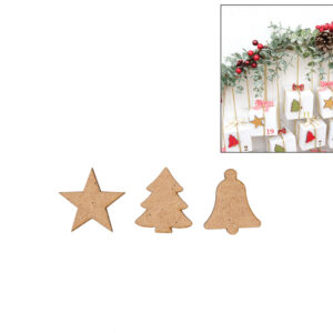 SET 12 APLICACOES SINO+ESTRELA+ARVORE 3X0.3CM MDF